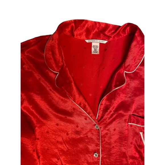 EUC red heavy satin Victoria’s Secret holiday pajama set XL - Picture 2 of 5